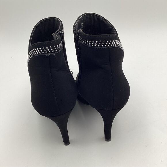 12 Thompson Women's Black Suede Rhinestone Ankle Boots Size 9.5 - Picture 6 of 11